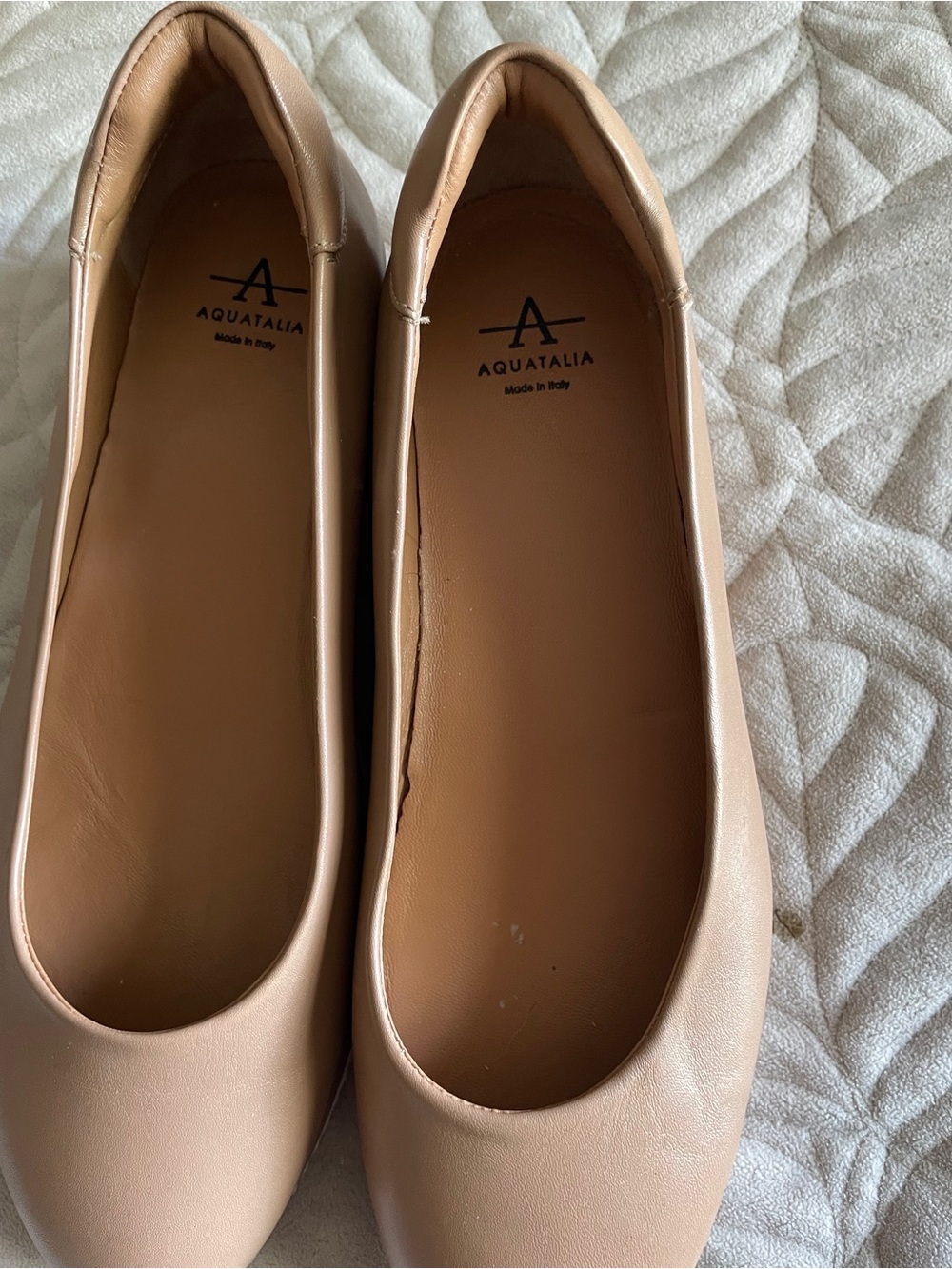 Aquatalia Women's Nude Leather Helaina Flats Size 8